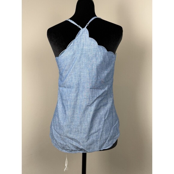 J.Crew Scalloped Camisole Top Size 0 Chambray Blue Adjustable Strap Tank - Picture 4 of 12